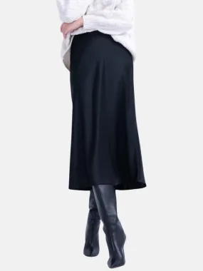 Black Satin Midi Skirt