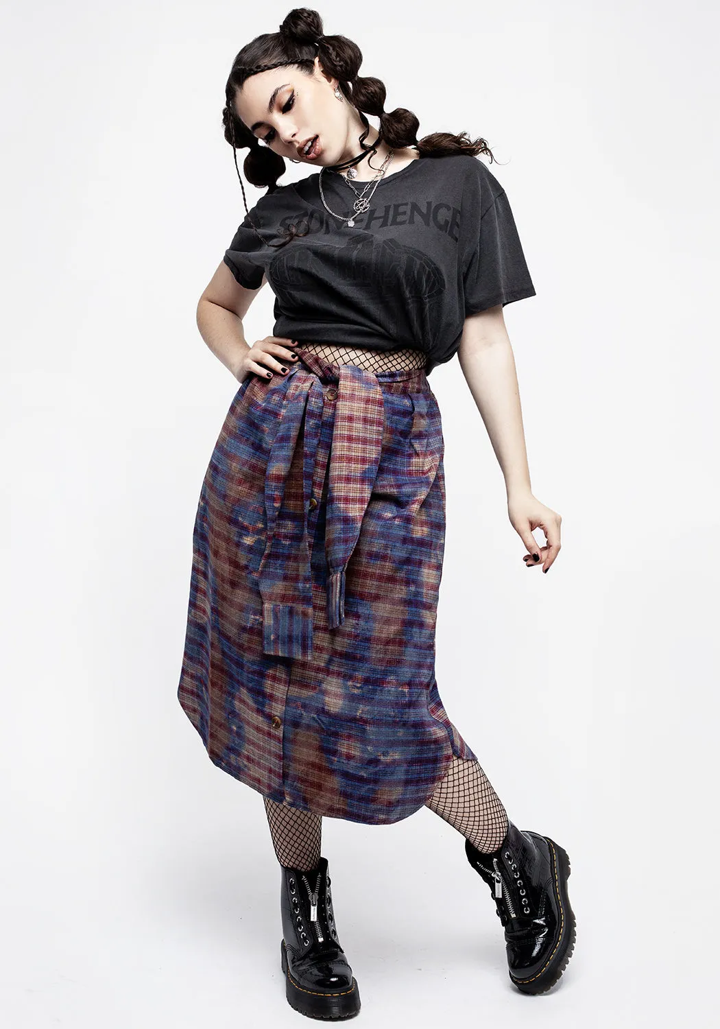 Bleach Shirt Sleeve Tie Midi Skirt