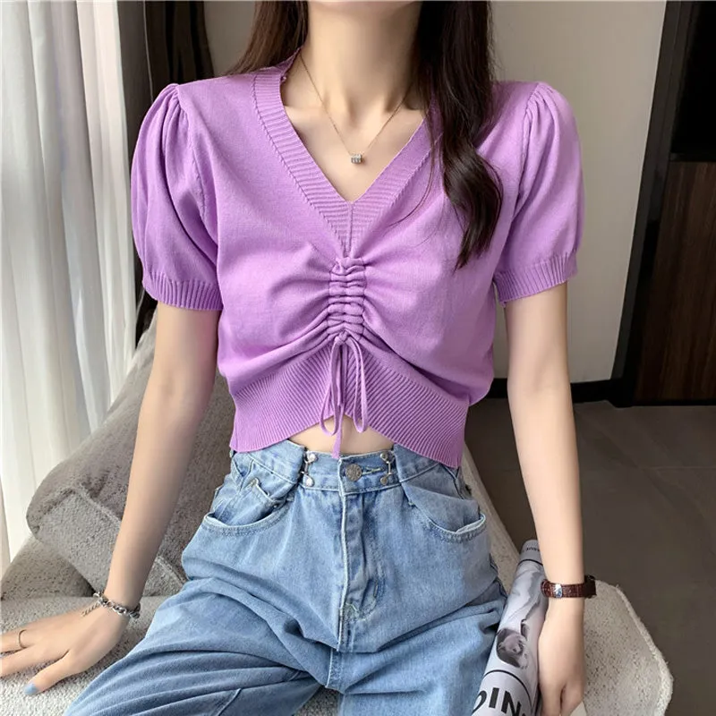 Blouse Summer Knit Short Sleeve