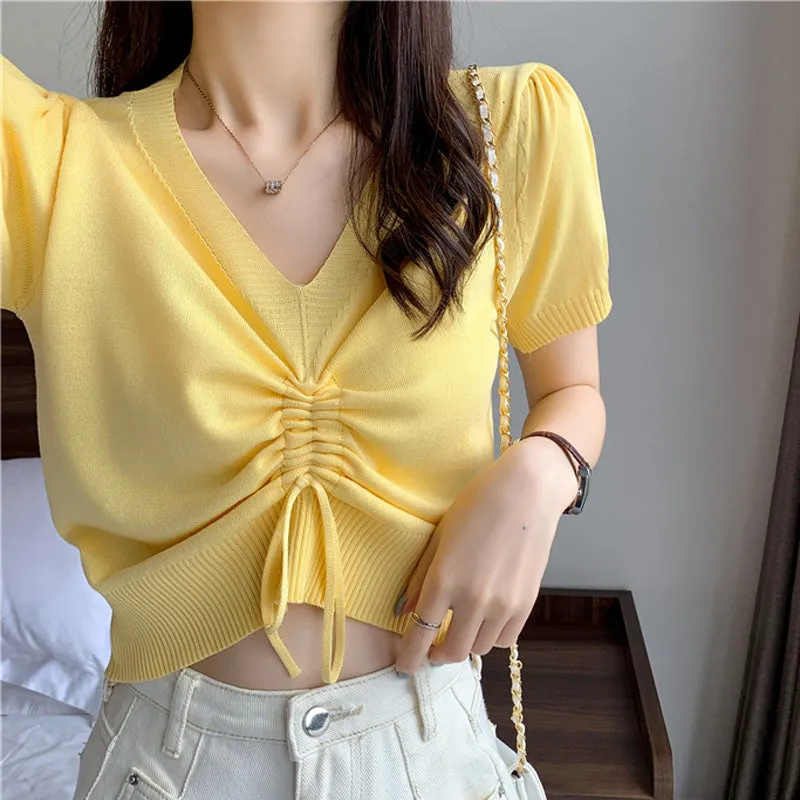 Blouse Summer Knit Short Sleeve