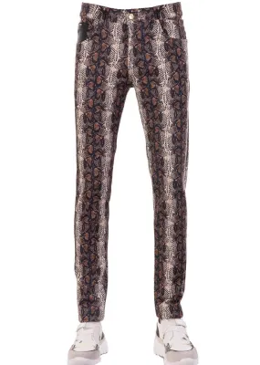 Brown Snake Pattern Knit Pants