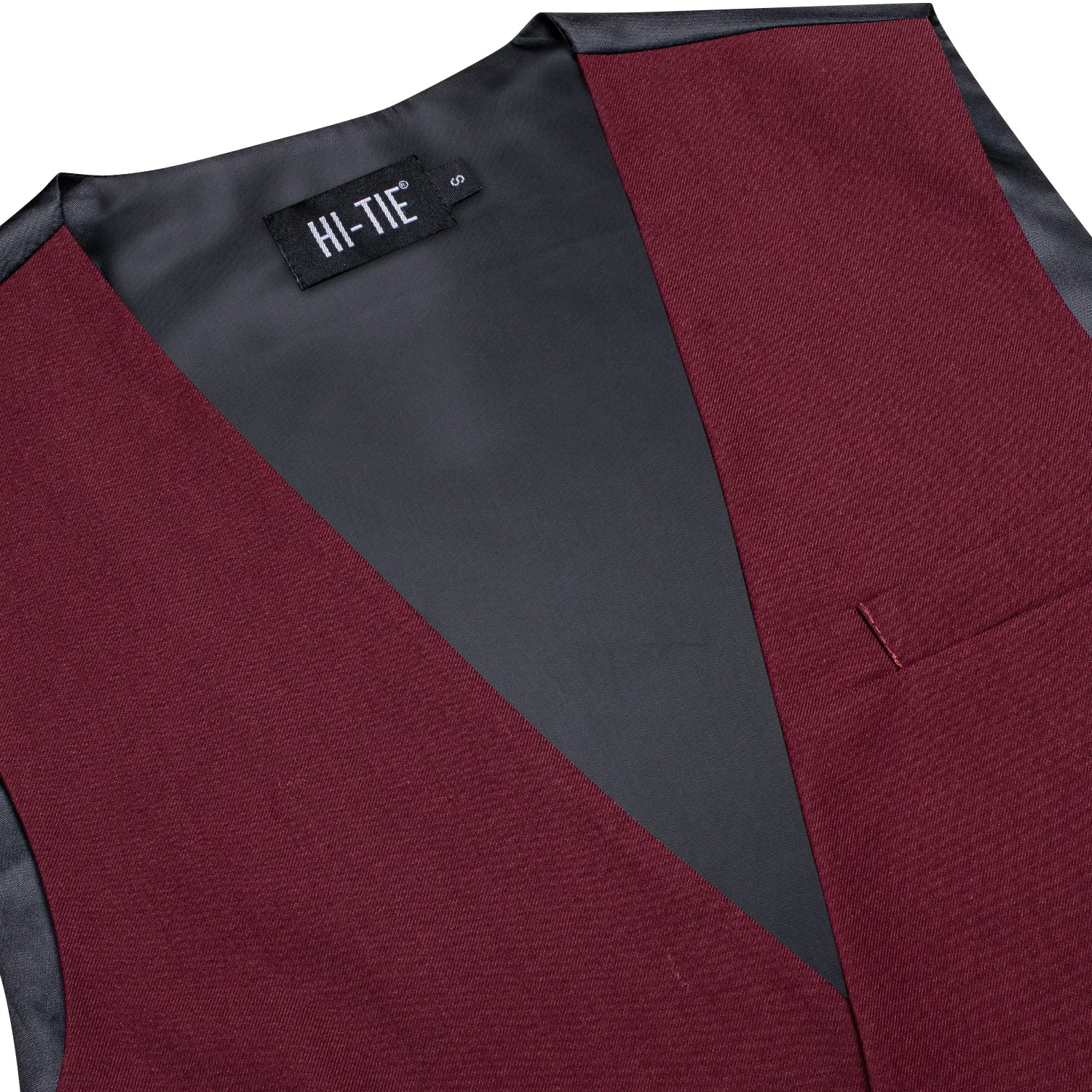 Burgundy Red Solid Silk Men's Single Vest Waistcoat