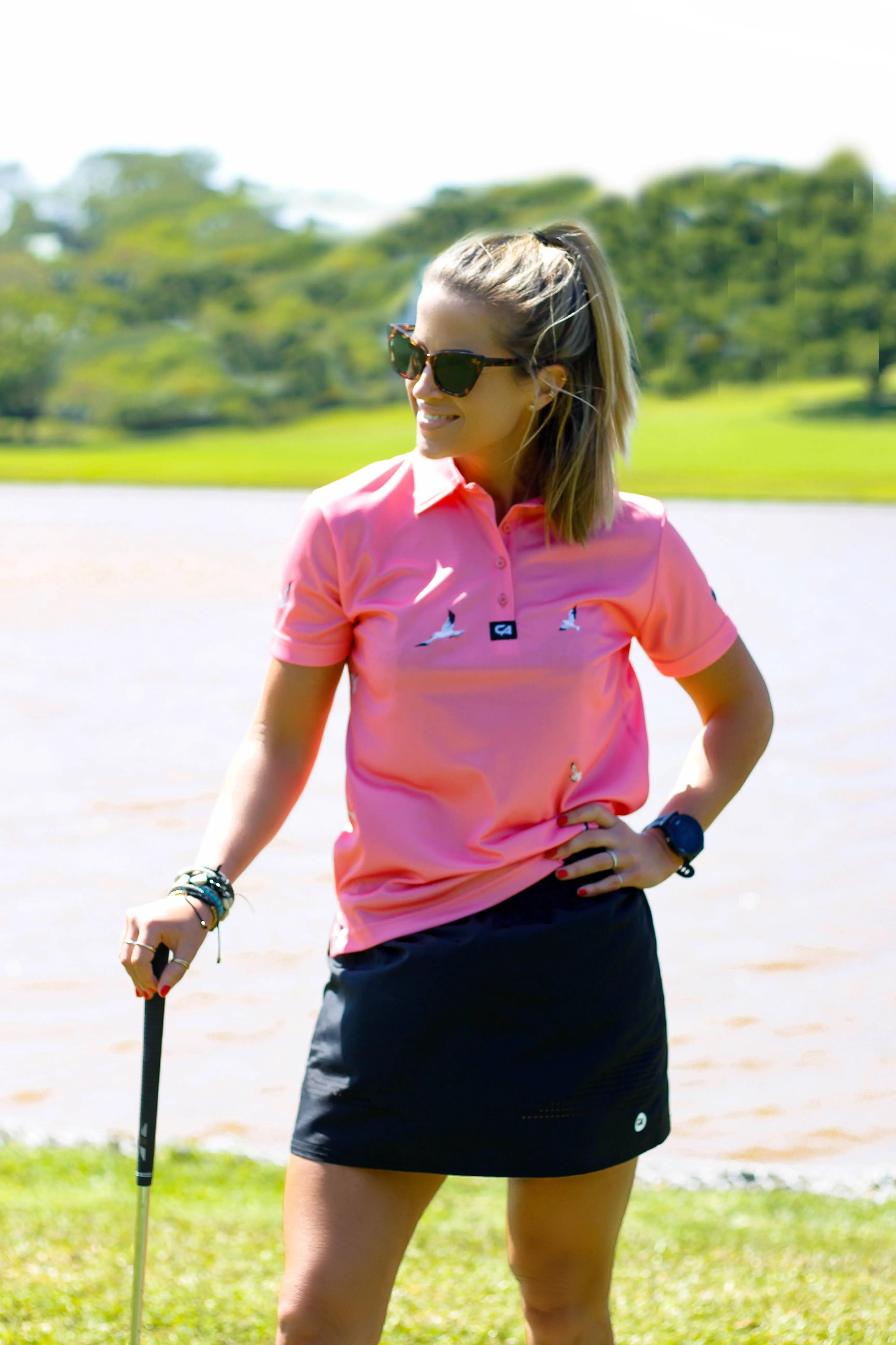 CA Ladies Funky Golf Shirt | Coral Seagulls