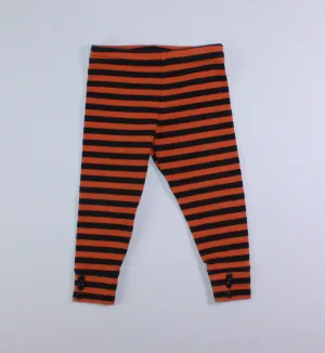 CARTERS ORANGE/BLACK STRIPED LEGGINGS 12M PRE-LOVED