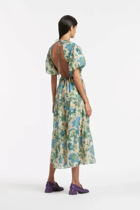 Celia Print Open Back Midi Dress