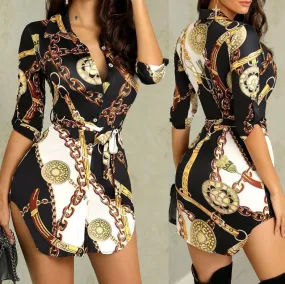 Chain Print Casual Dress - Culture Heaven Special