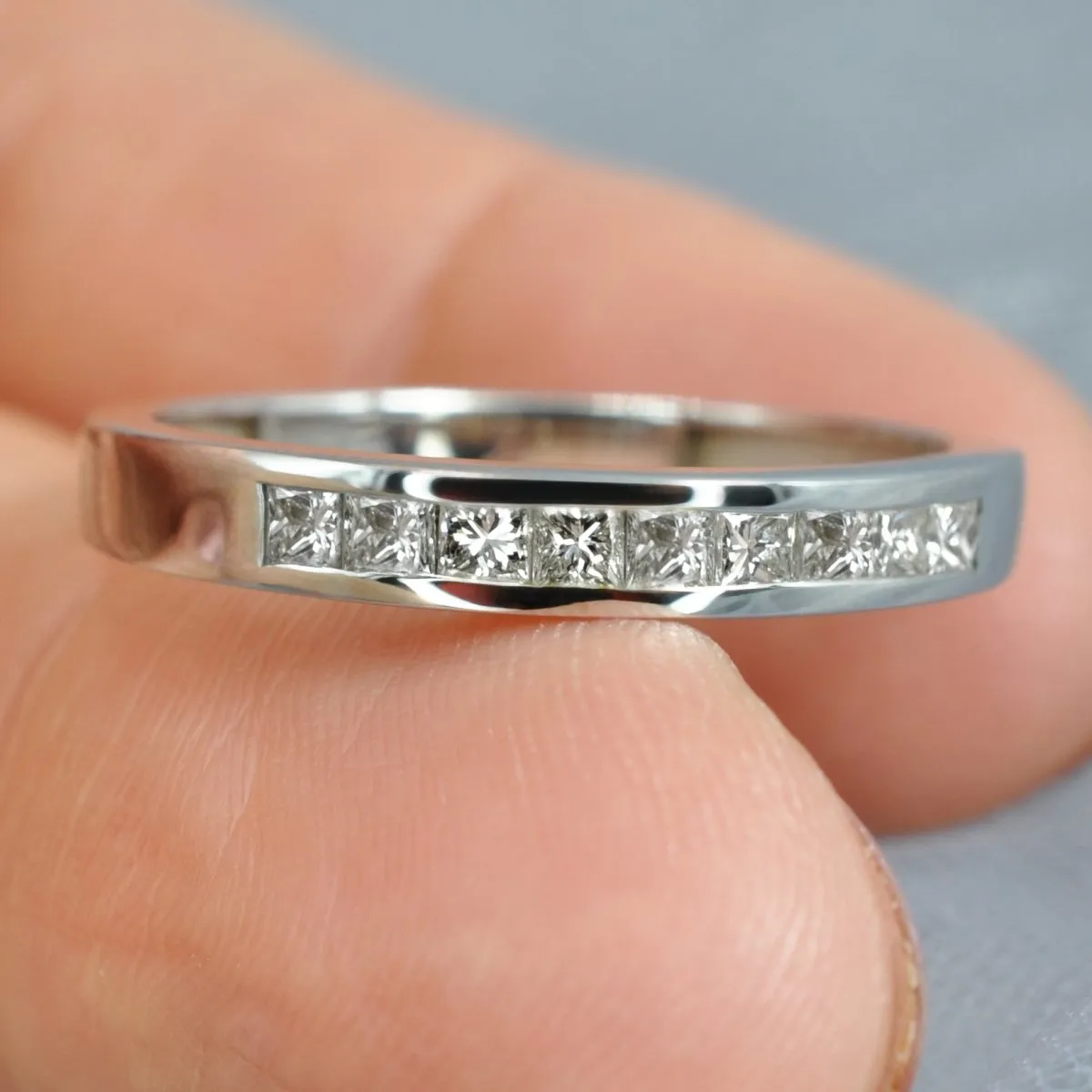 Chosen 0.65 CT Princess Cut Diamond Wedding Band in 14KT White Gold