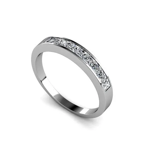 Chosen 0.65 CT Princess Cut Diamond Wedding Band in 14KT White Gold