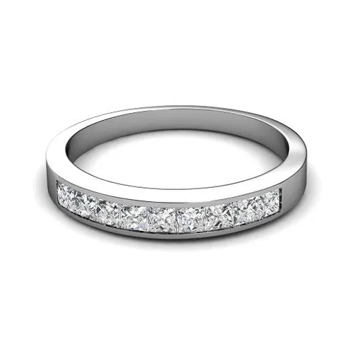 Chosen 0.65 CT Princess Cut Diamond Wedding Band in 14KT White Gold