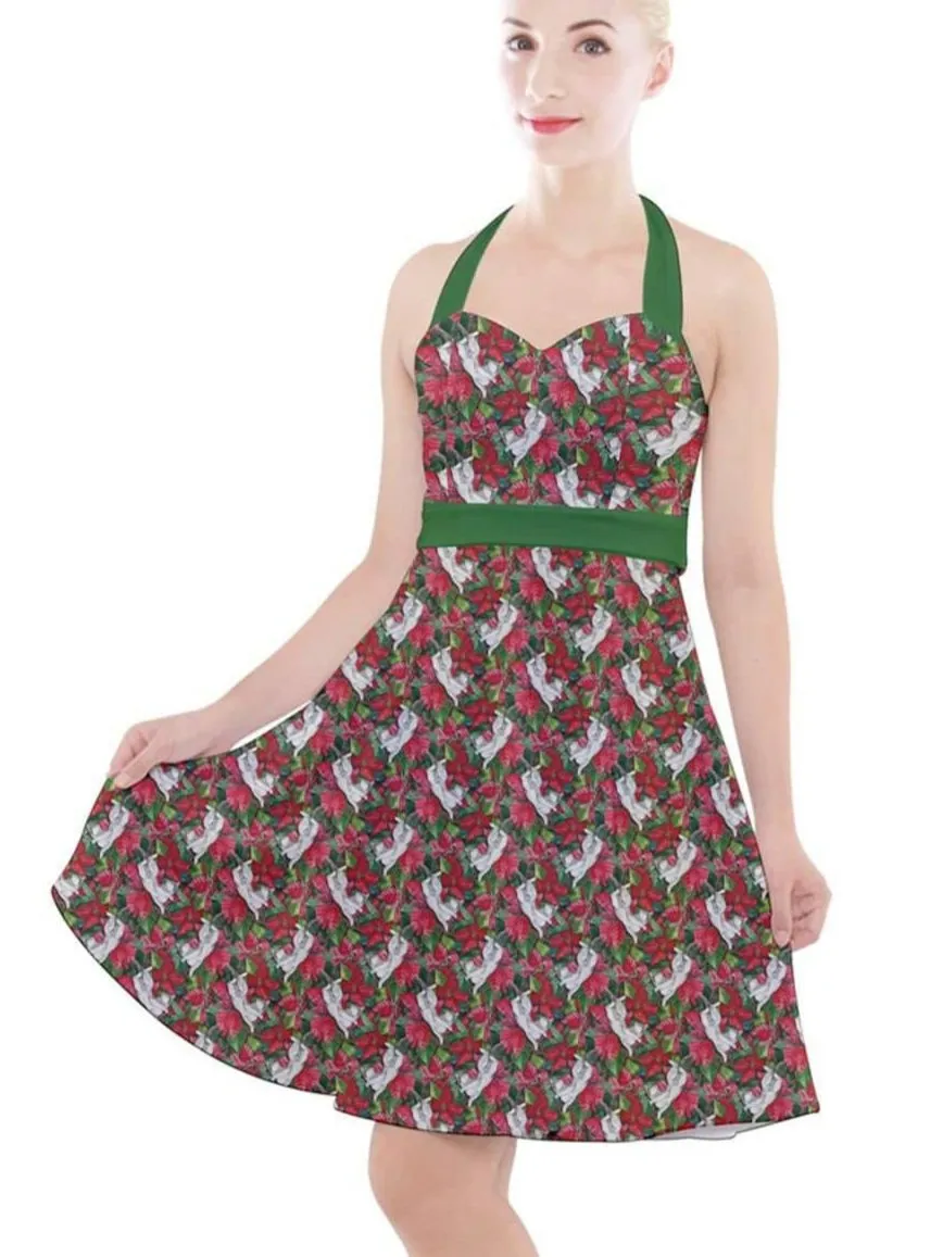 Christmas Cats Halter Party Swing Dress