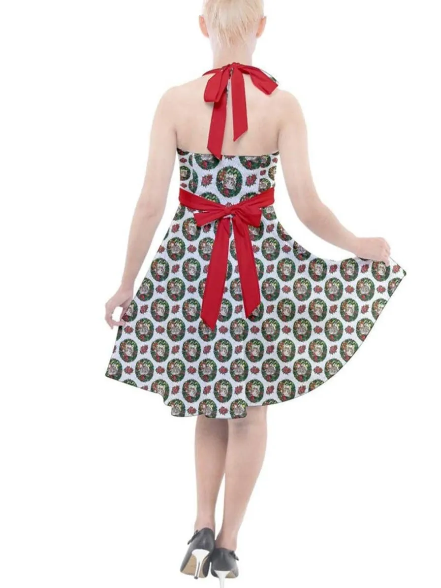 Christmas Cats Halter Party Swing Dress