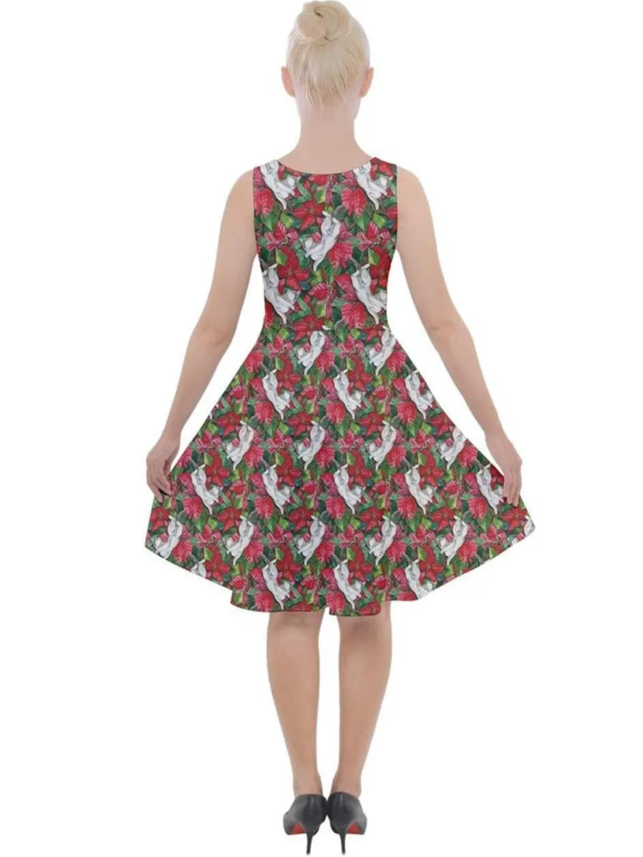 Christmas Cats Knee Length Skater Dress With Pockets