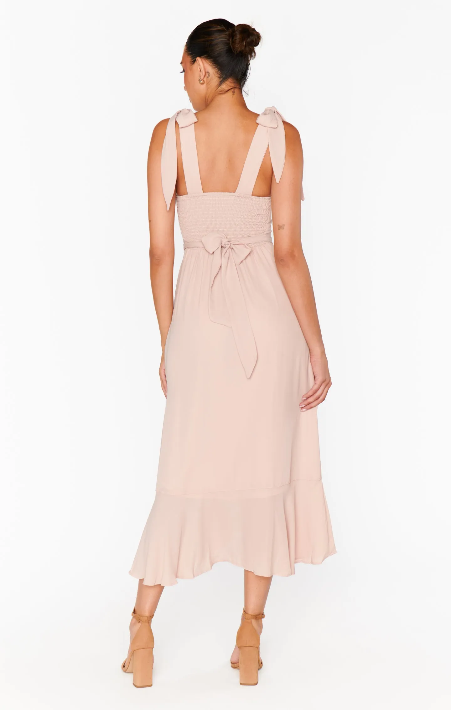 Claire Midi Dress ~ Dusty Blush Crisp