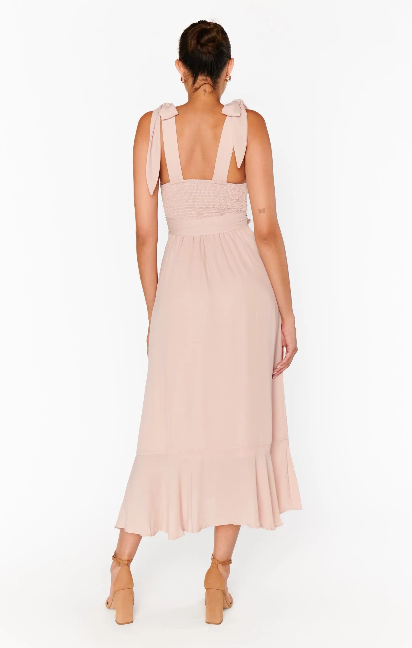 Claire Midi Dress ~ Dusty Blush Crisp