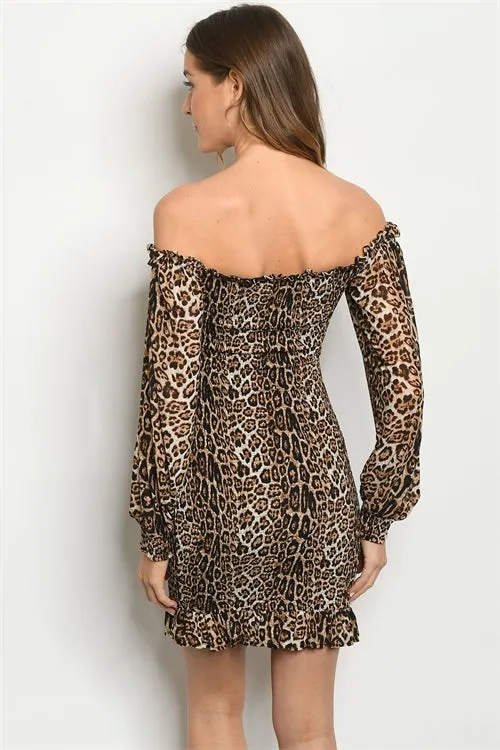 Cold Shoulder Leopard Print Bodycon Dress