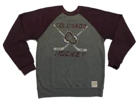 Colorado Avalanche Retro Brand Gray Maroon Fleece Lined Pullover Sweatshirt