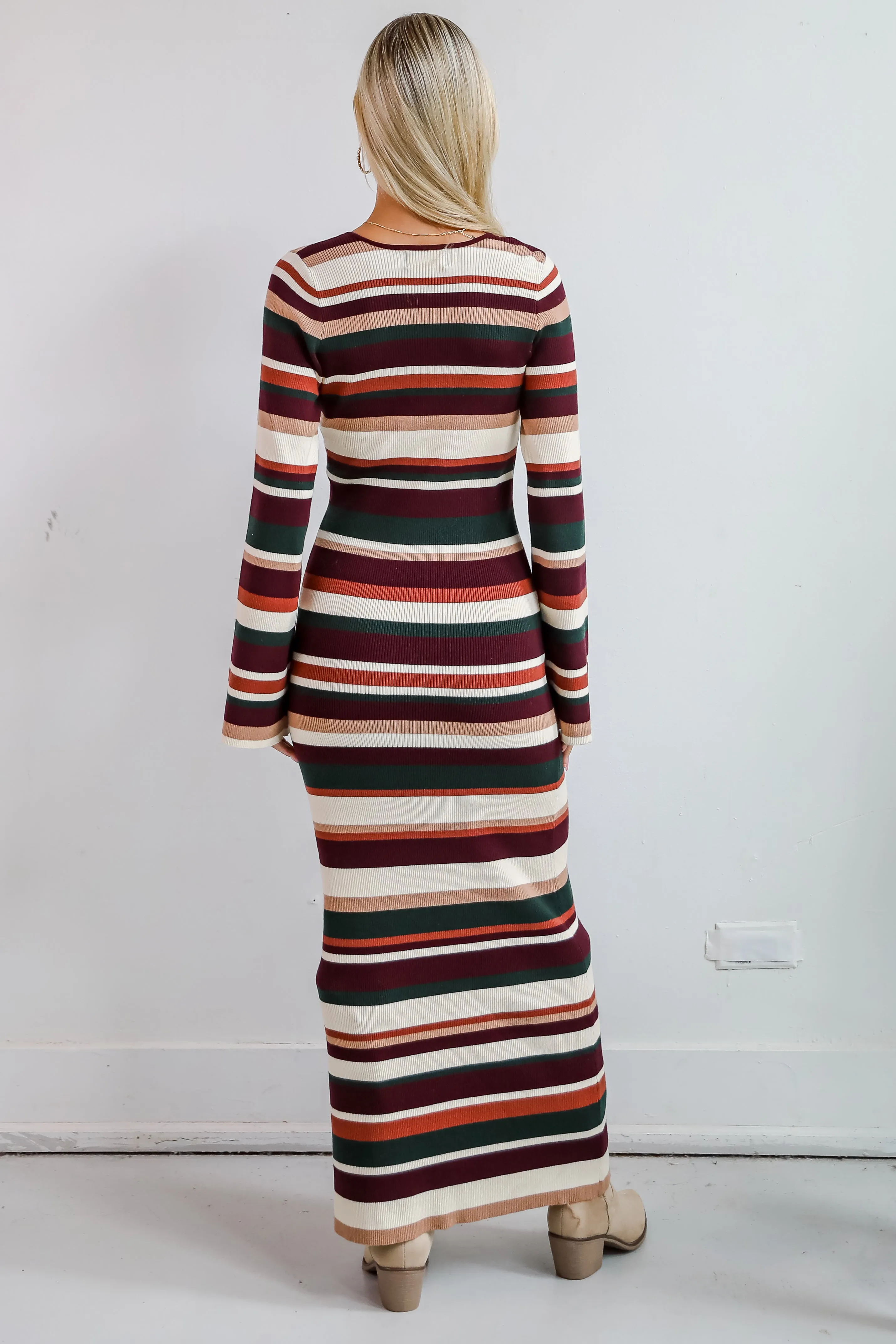 Comforting Cuteness Multi Striped Knit Maxi Dress