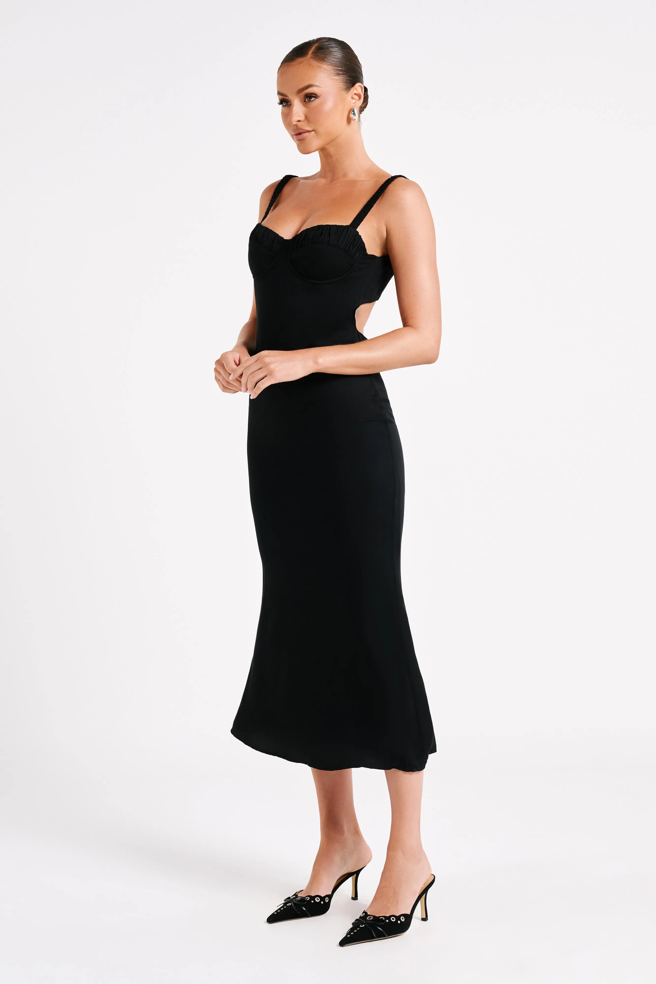 Constance Cupped Midi Dress - Black