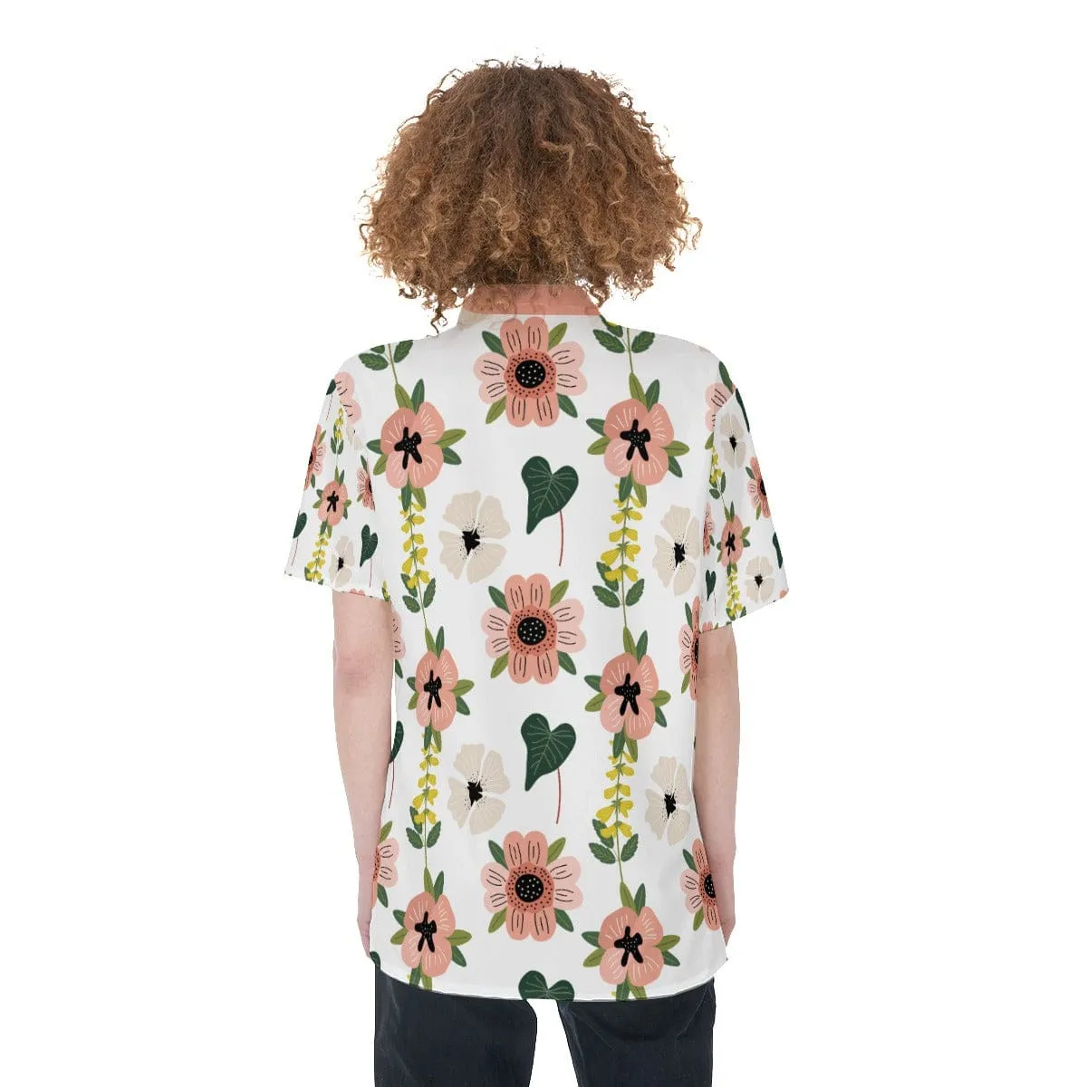 Coral Floral - Women's Short Sleeve Shirt With Pocket