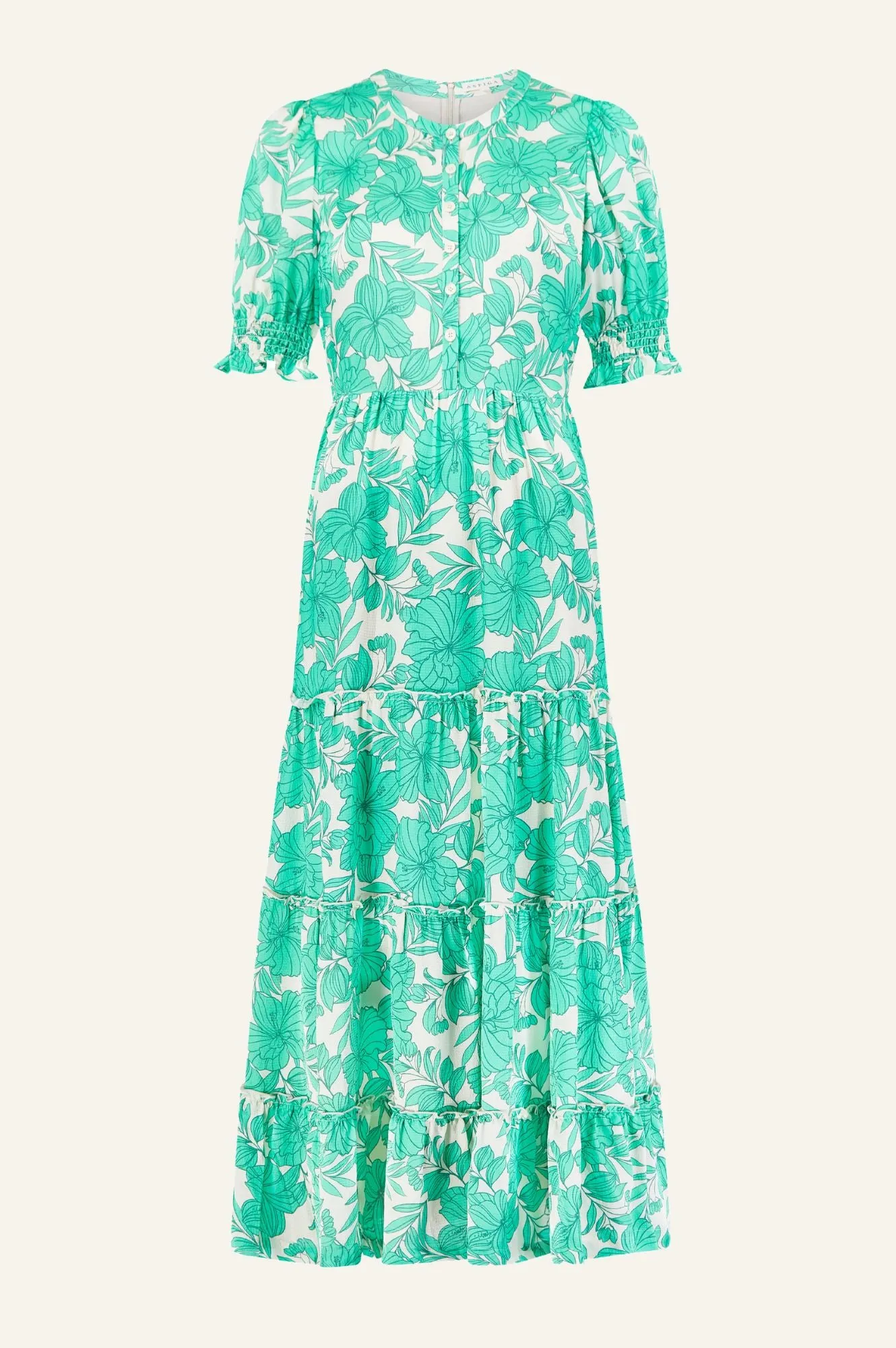 Cordelia Dress | Lined Floral Cream/Green