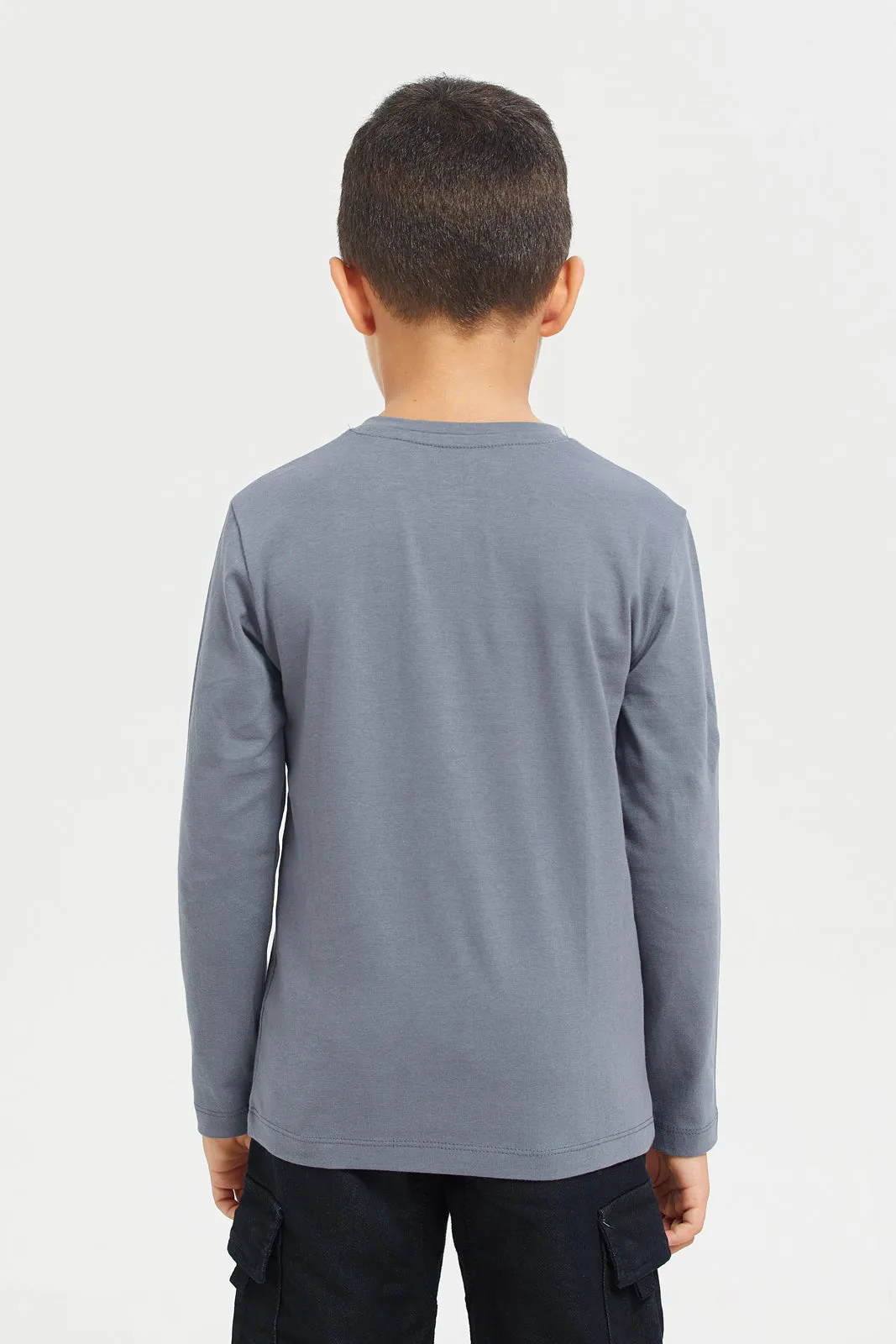 Dark Grey Long Sleeve Henley T-Shirt