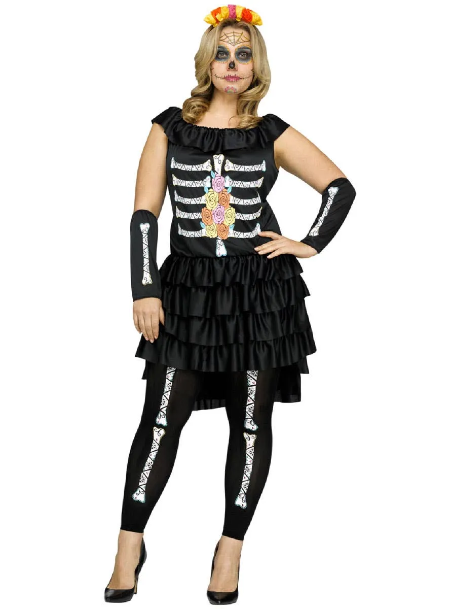 Day of the Dead Womens Plus Size Sugar Skull Costume