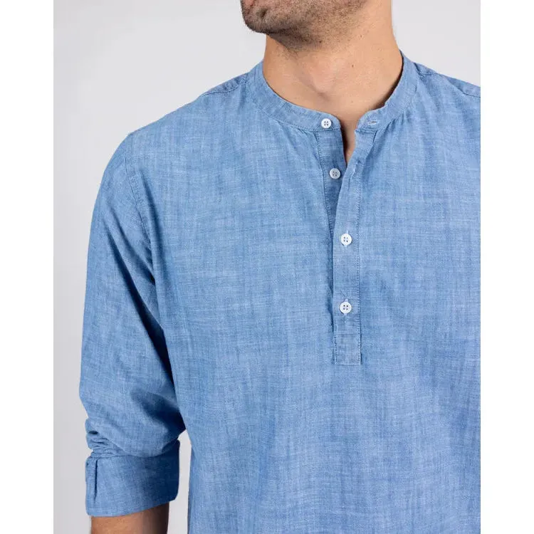 Denim Henley Shirt Indigo