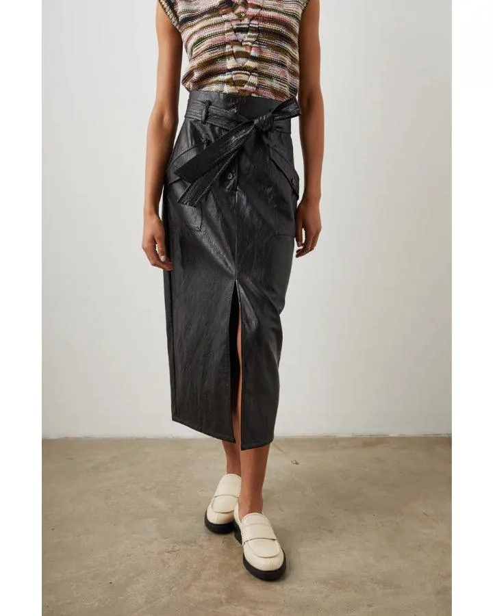 Edem Faux Crinkle Leather Skirt