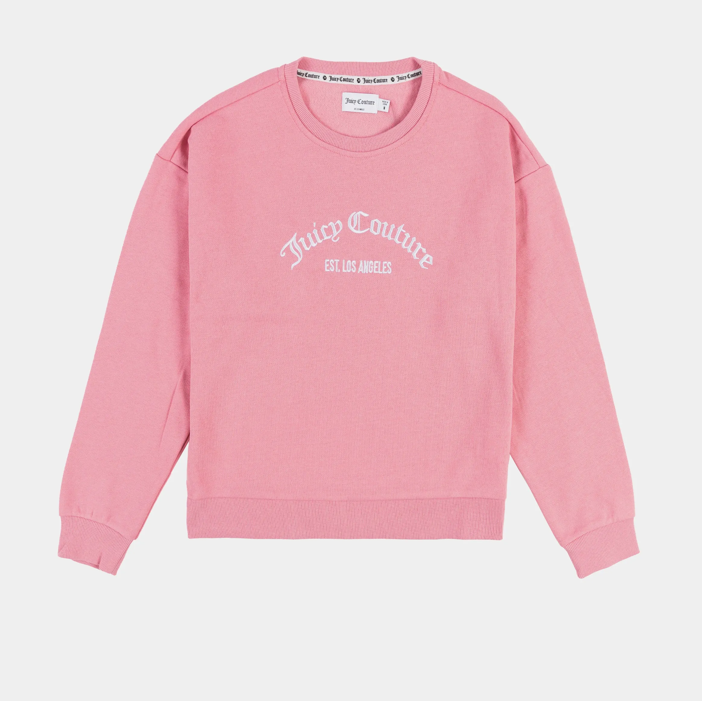 Embroidered Vintage Pullover Womens Crew (Pink)