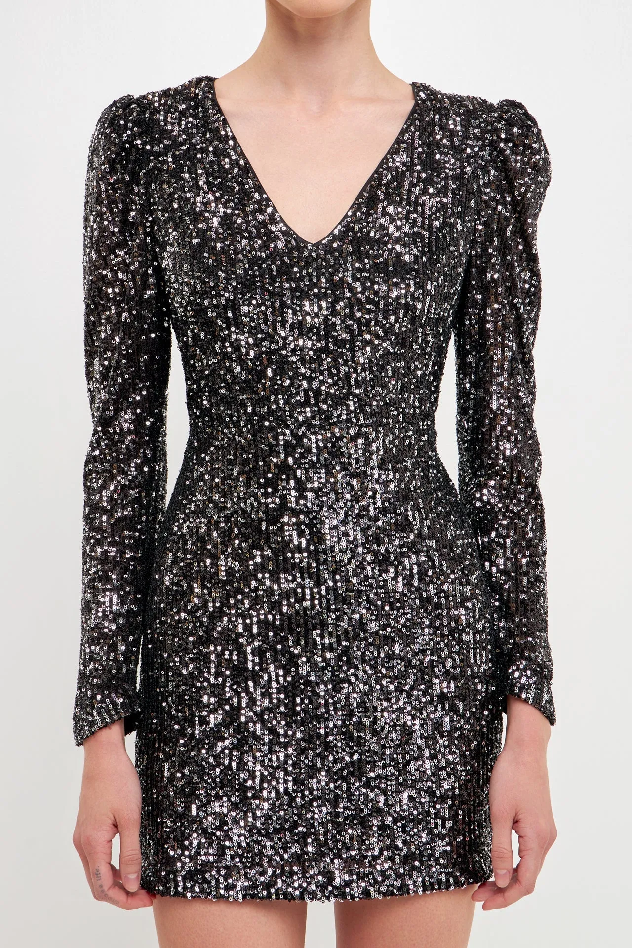 Endless Rose - Deep V Sequins Mini Dress