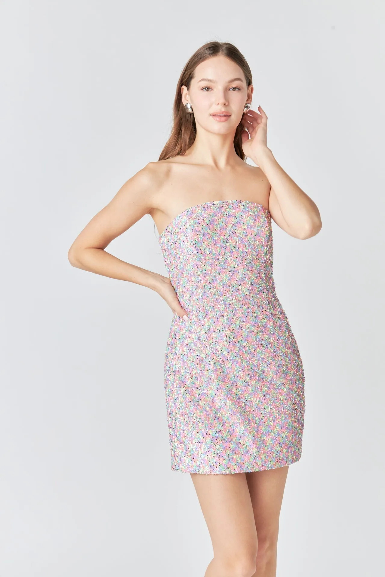 Endless Rose - Sequins Strapless Mini Dress