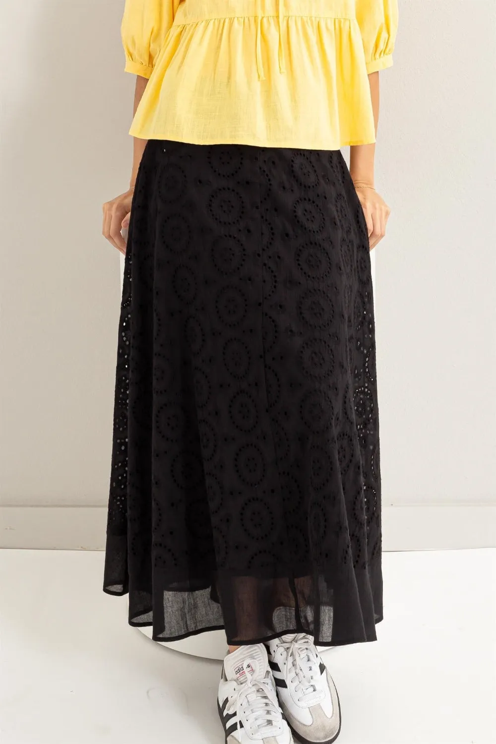 Eyelet High-Waist Skirt