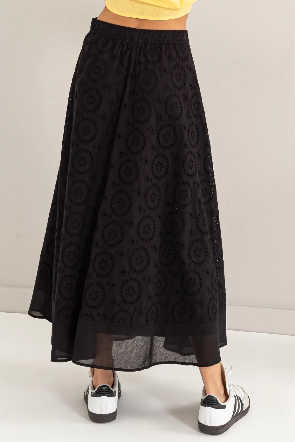 Eyelet High-Waist Skirt