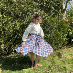 Fair Trade Umbrella Check Skirt - Blue and Orange