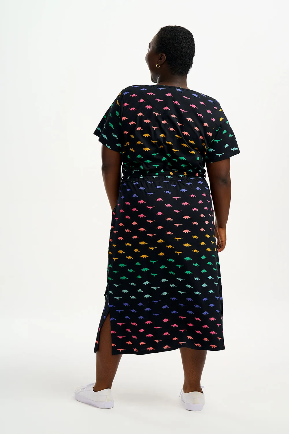 Flissy Jersey Midi Dress - Black, Jurassic Jive Rainbow