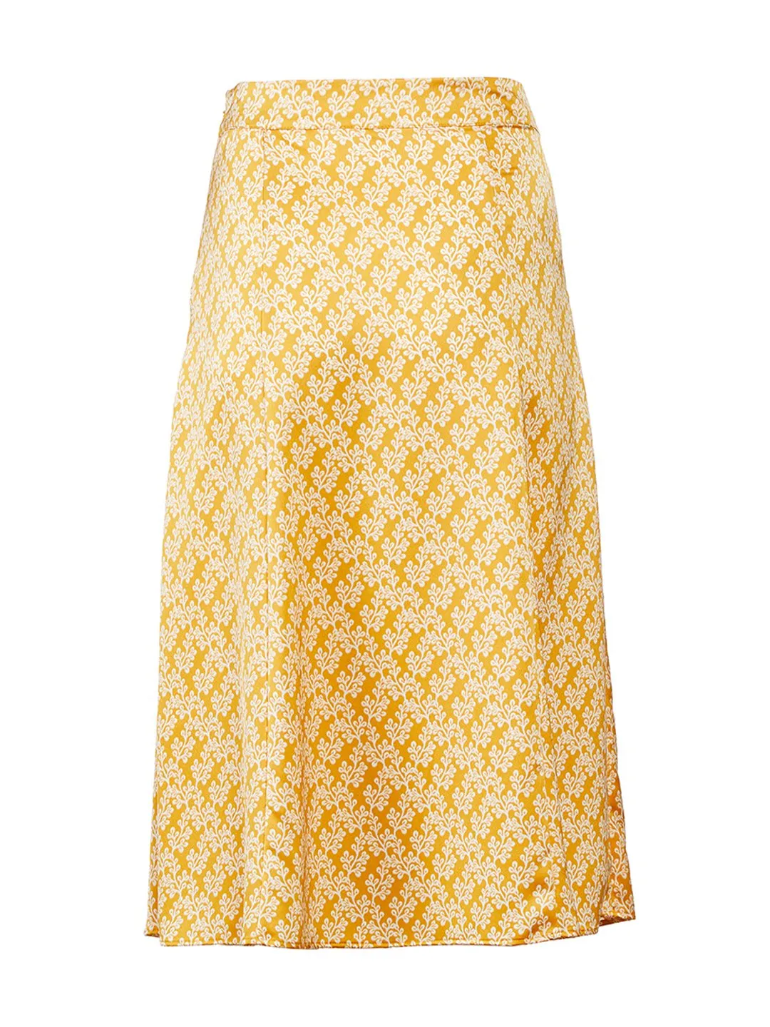 Floral Fluted Midi Skirt in Opulent Ochre