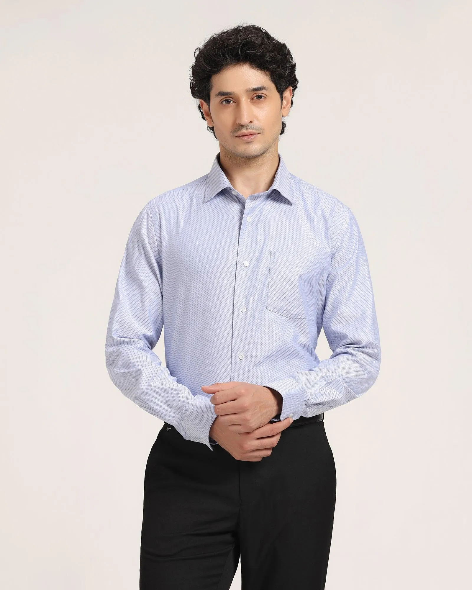 Formal Blue Textured Shirt - Lance