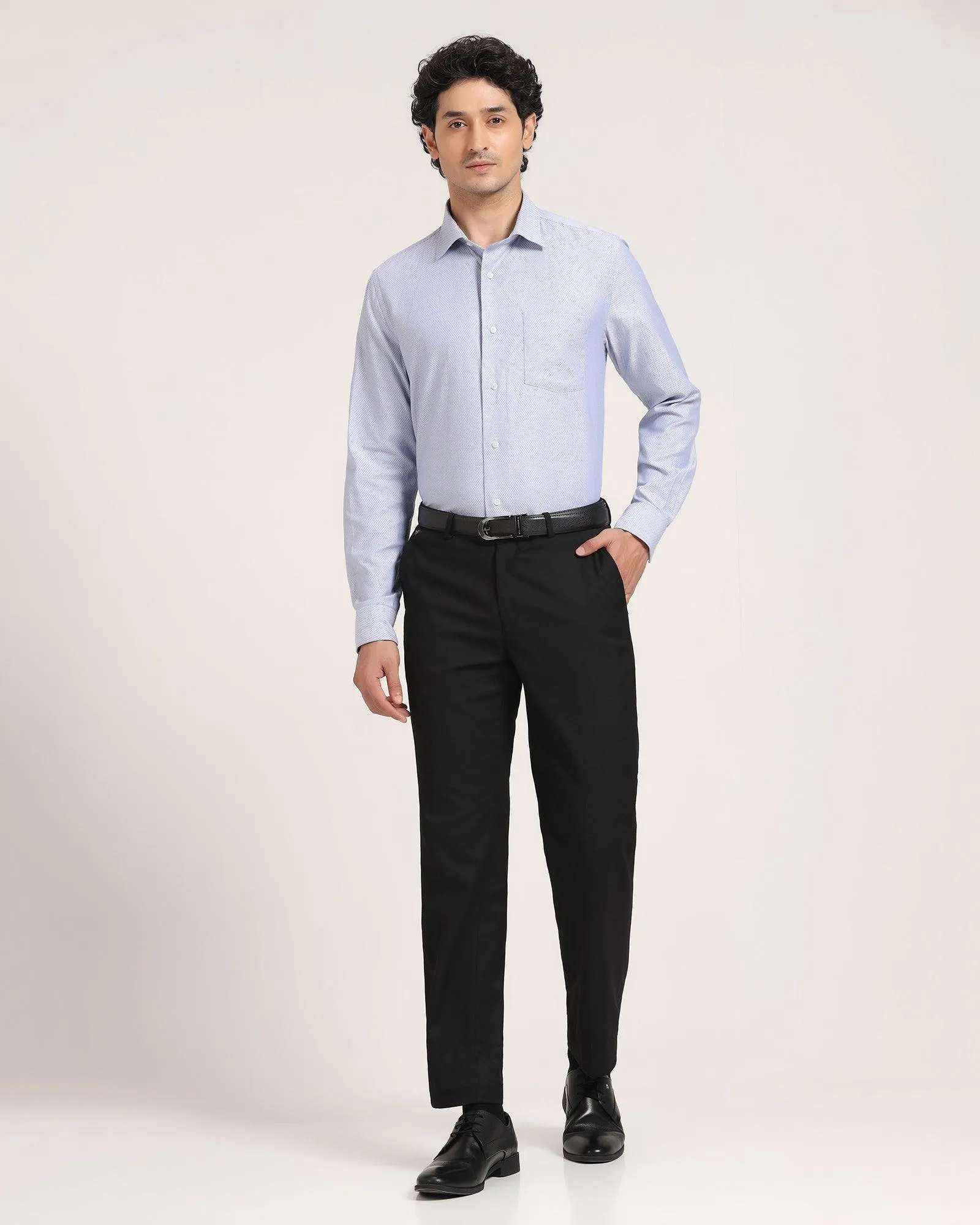 Formal Blue Textured Shirt - Lance