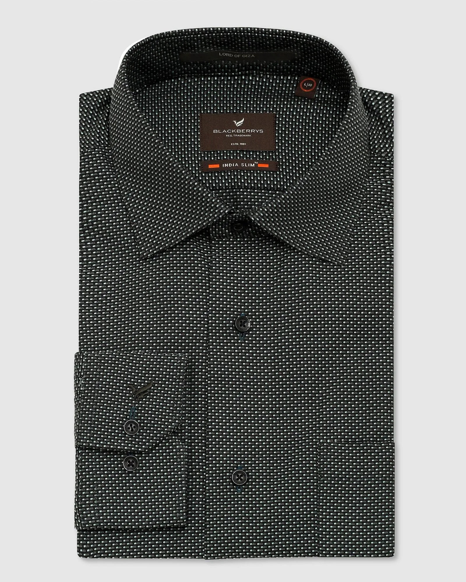 Formal Green Textured Shirt - Dunken