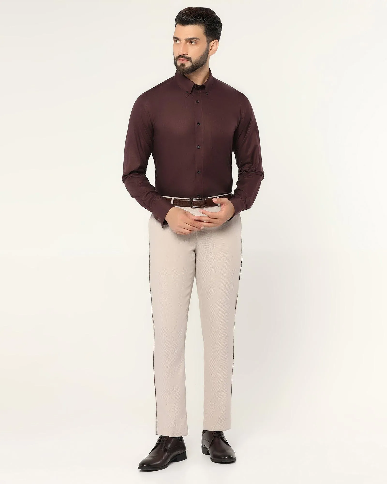 Formal Maroon Textured Shirt - Prey