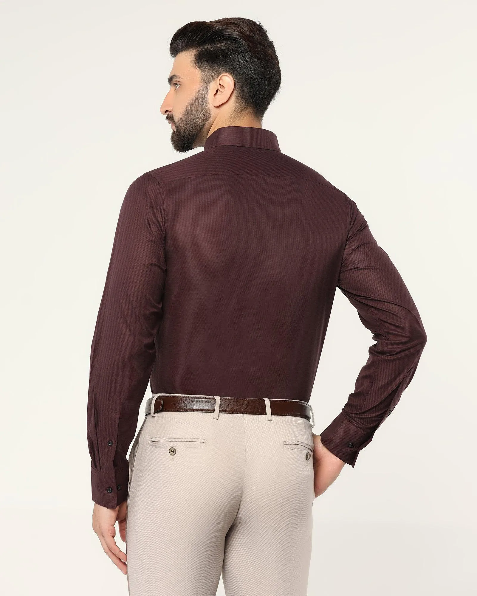 Formal Maroon Textured Shirt - Prey