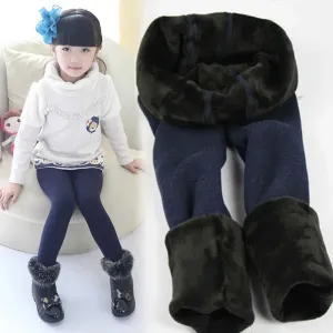 Girls Leggings Thermal Tights Winter Children Kids Thick Warm Stretch Pants