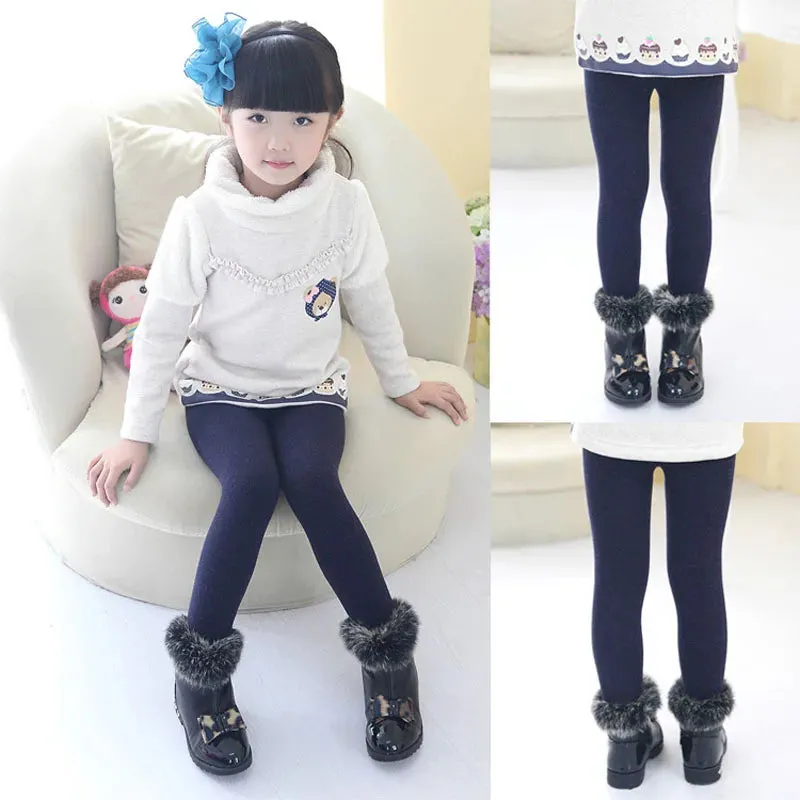 Girls Leggings Thermal Tights Winter Children Kids Thick Warm Stretch Pants