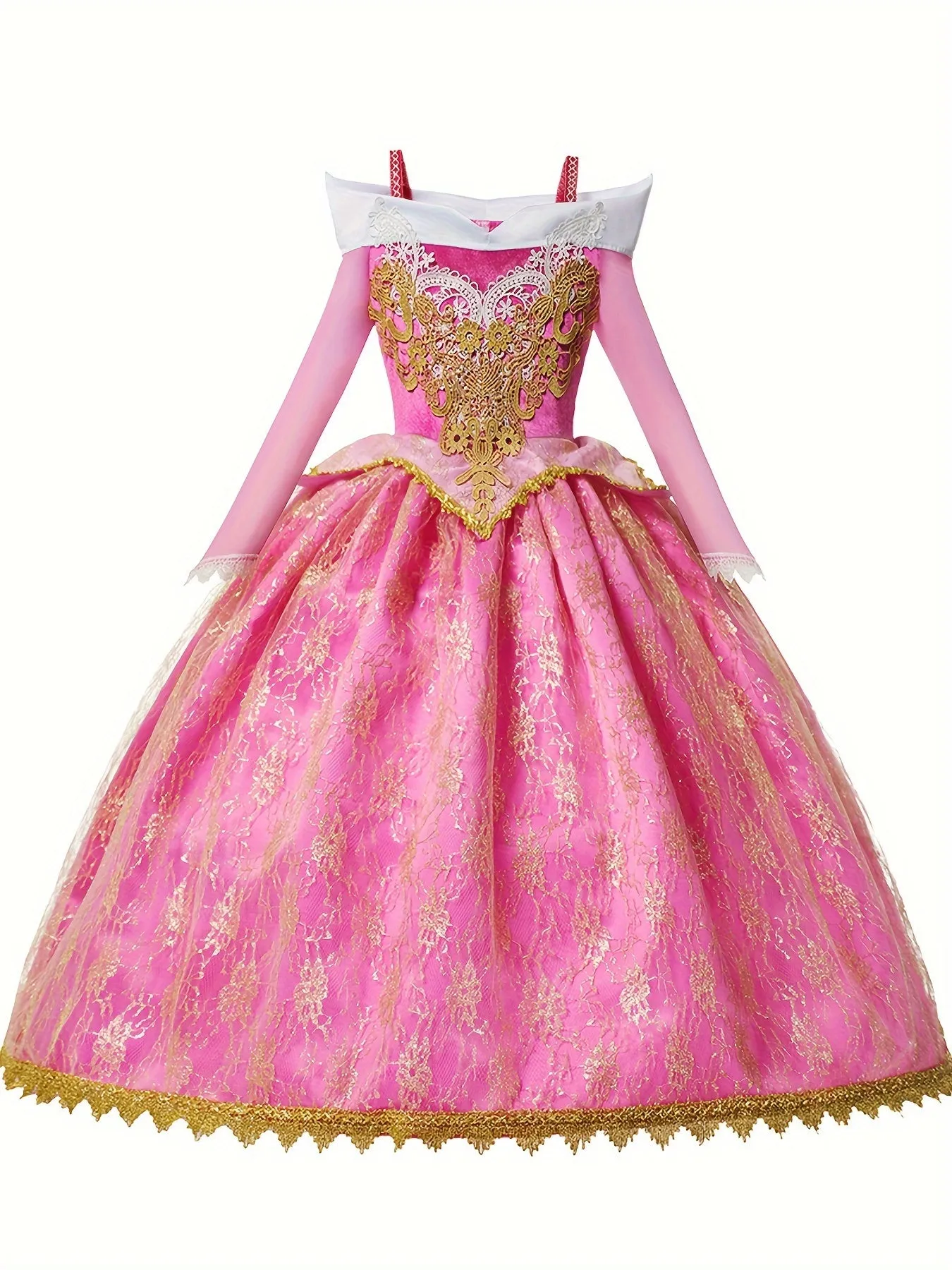 Girls Princess Set Sweet Long Sleeve Princess Dress Clothes For Birthday Christmas Halloween Gift