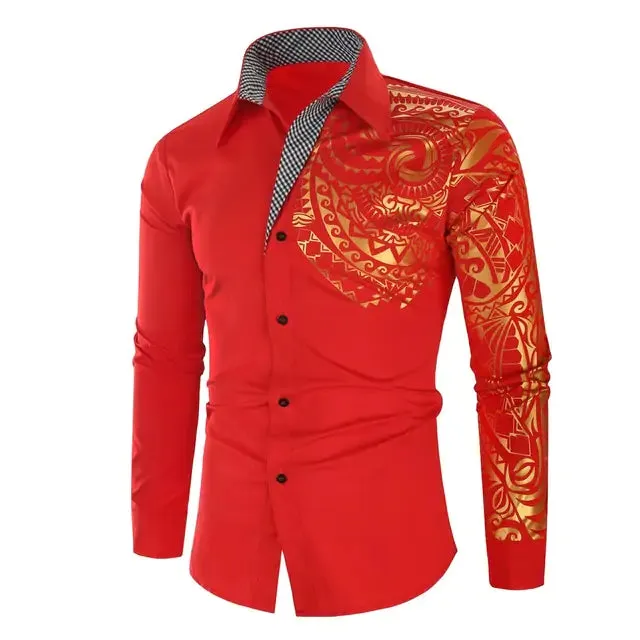 Gold Tattooed Slim Fit Shirt