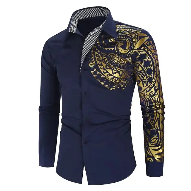 Gold Tattooed Slim Fit Shirt