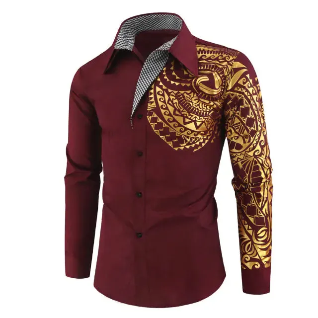 Gold Tattooed Slim Fit Shirt