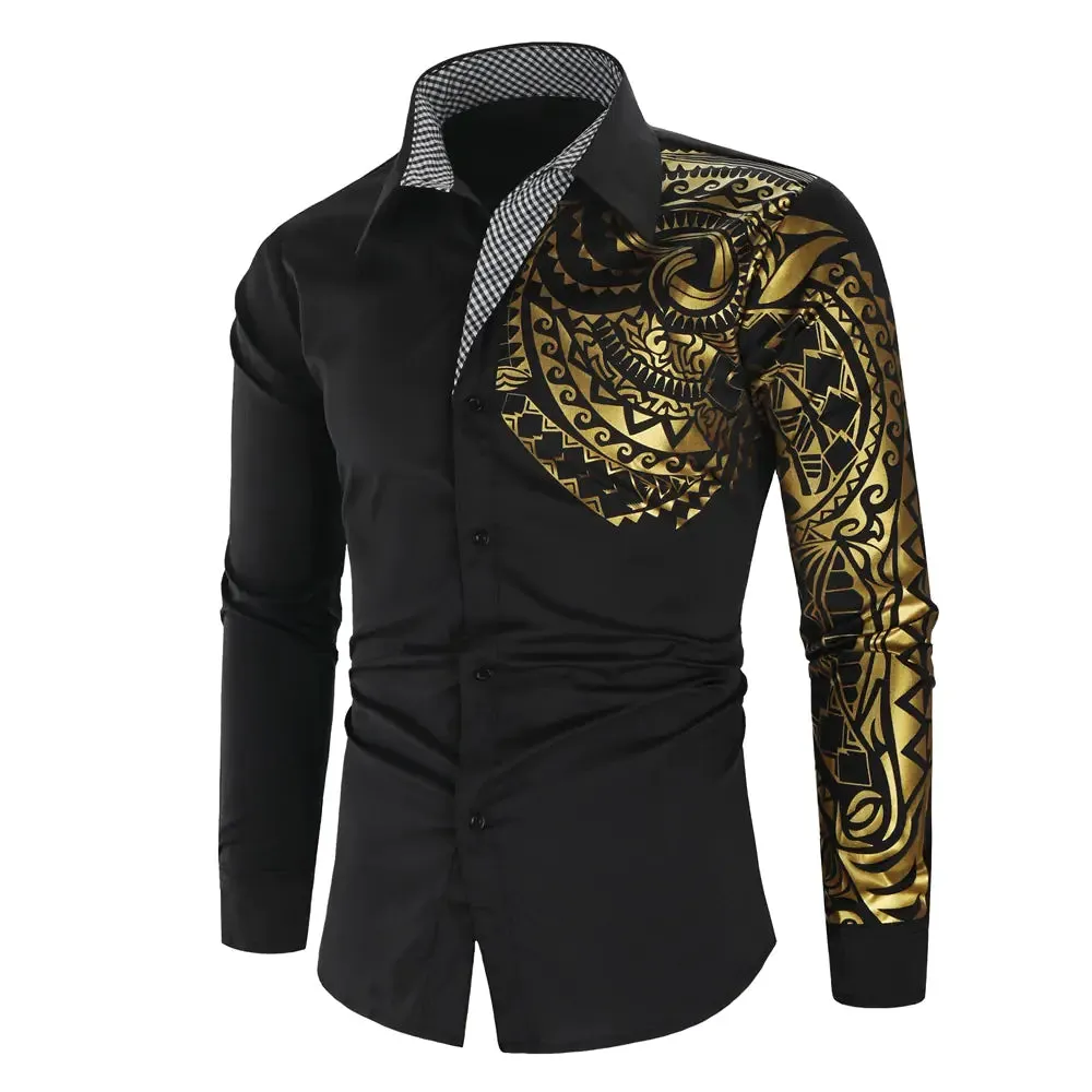 Gold Tattooed Slim Fit Shirt