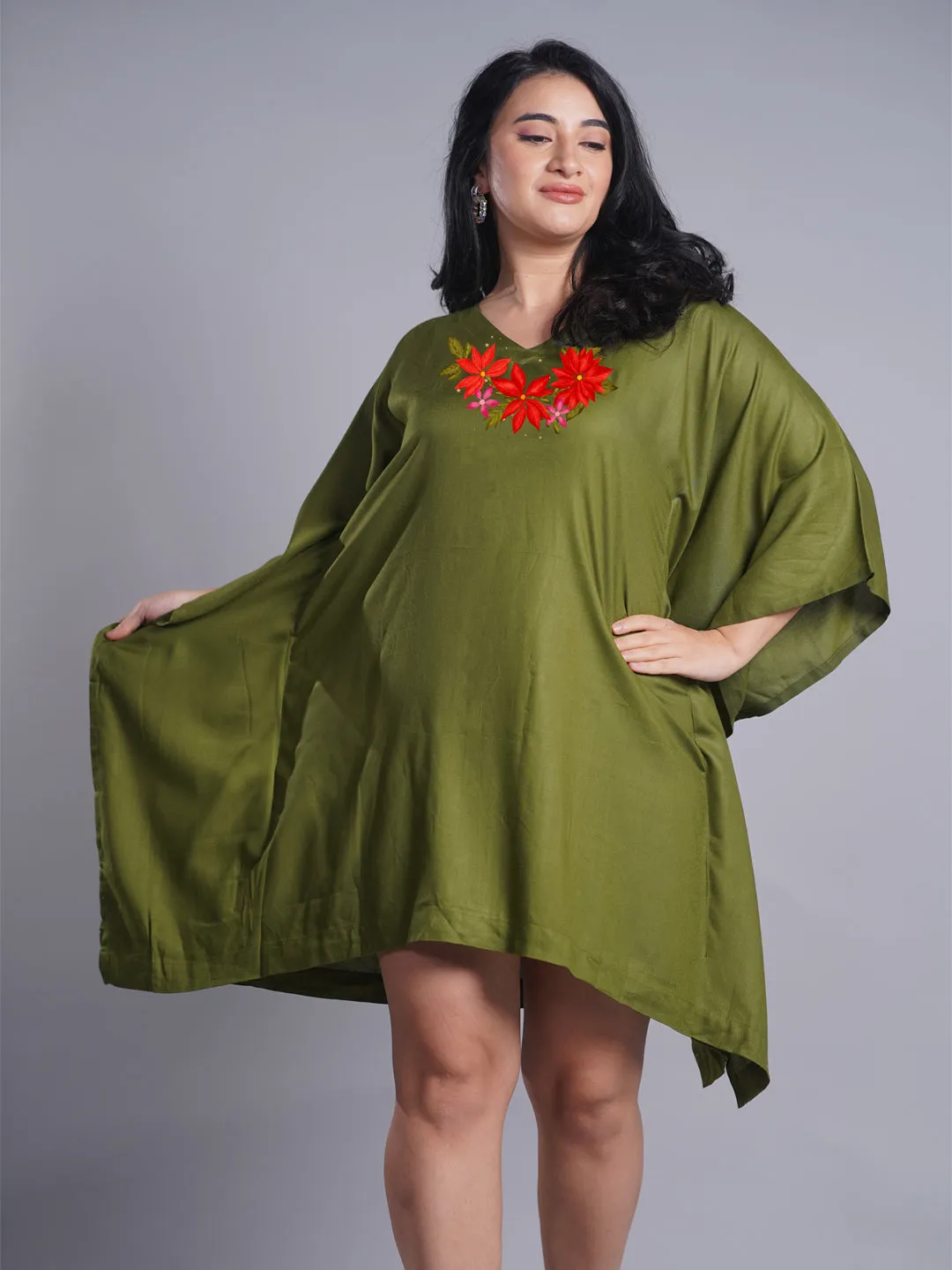 Green Rayon Kaftan - Carol