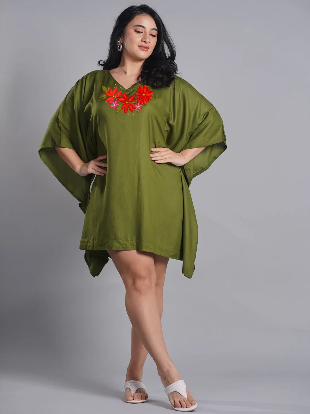 Green Rayon Kaftan - Carol